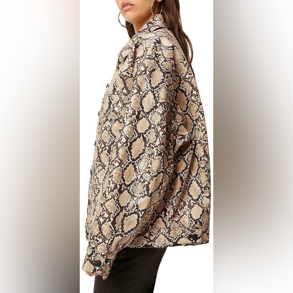 GOOD AMERICAN Oversized Faux Python Trucker Jacket - Picture 1 of 8